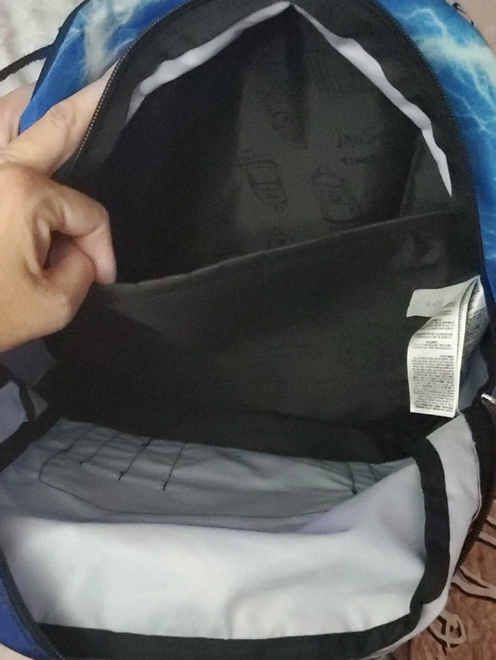 Jansport Blue Lightning Print Backpack with Black Base